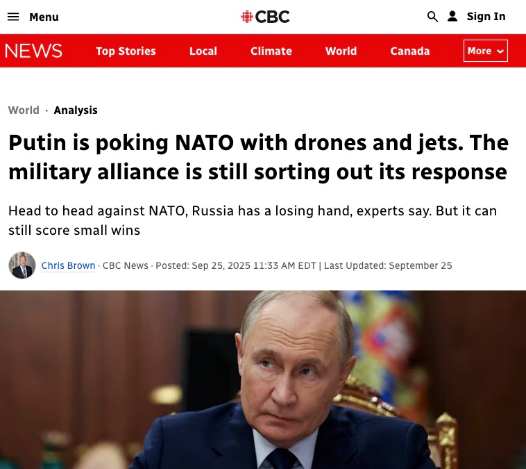 Putin is poking NATO with drones and jets. The military alliance is still sorting out its response: Kolga’s comments to CBC