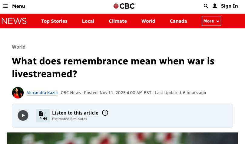 CBC Remembrance Day Piece Quotes Kolga
